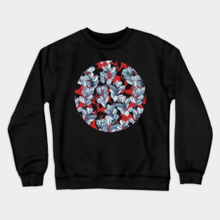 Leaf and Berry Sketch Pattern in Red and Blue Crewneck Sweatshirt